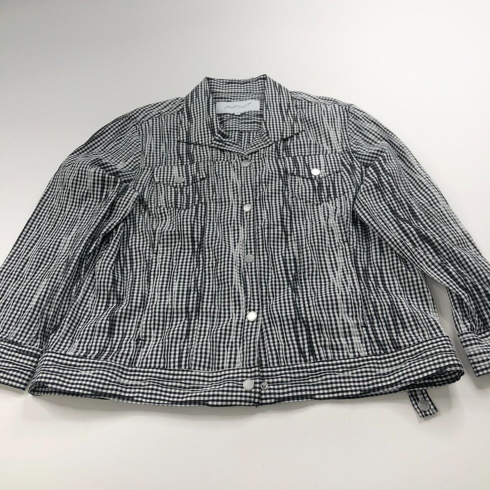 Foxcroft 16 Snap Button Long Sleeve Check Textured Shirt Black MINT